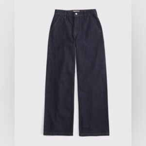 Abercrombie & Fitch Curve Love High Rise Wide Leg Jean in a Dark Wash